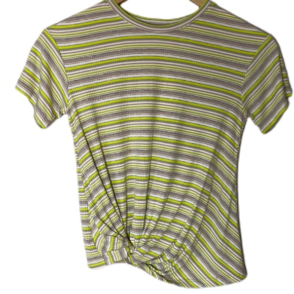 Walking on Sunshine Tops - Y2K Style Walking on Sunshine Striped Twist Side Front Top